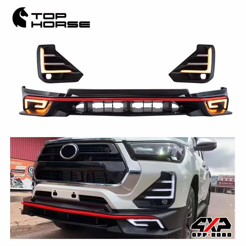 Накладки на передний бампер с подсветкой для Toyota Hilux Revo Rocco