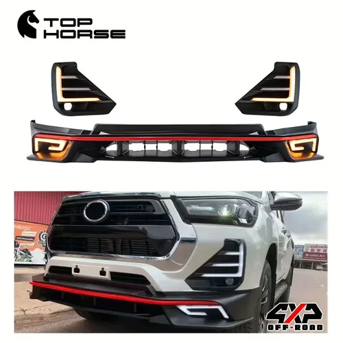 Накладки на передний бампер с подсветкой для Toyota Hilux Revo Rocco